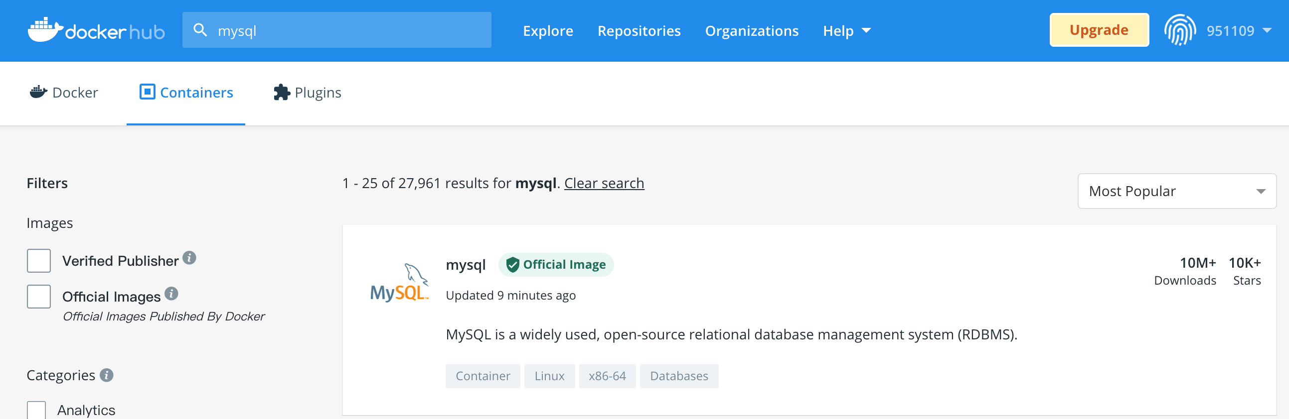docker官方mysql镜像